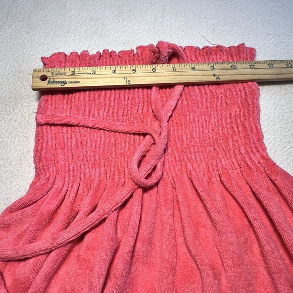 Aeropostale Terry Cloth Cover Up Dress Women Large Coral Romper Smocked Halter - Picture 5 of 7